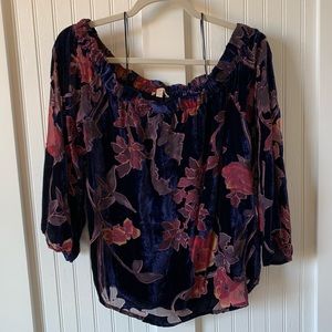 Flowered Long Sleeve Blouse - Size M